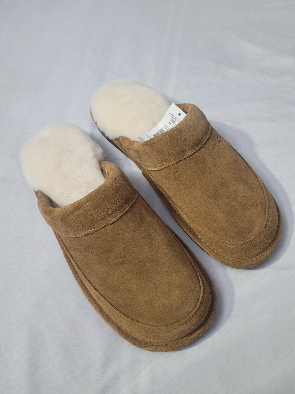Mens Cozy Faux-Shearling Suede Slip-On Slippers